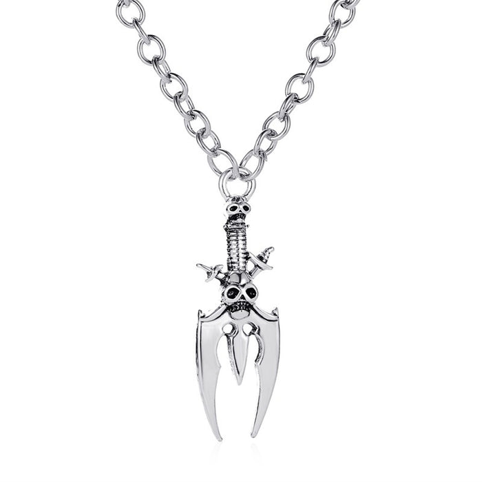 Wholesale Necklace Alloy Halloween Double Sword Skull Necklace JDC-NE-A120