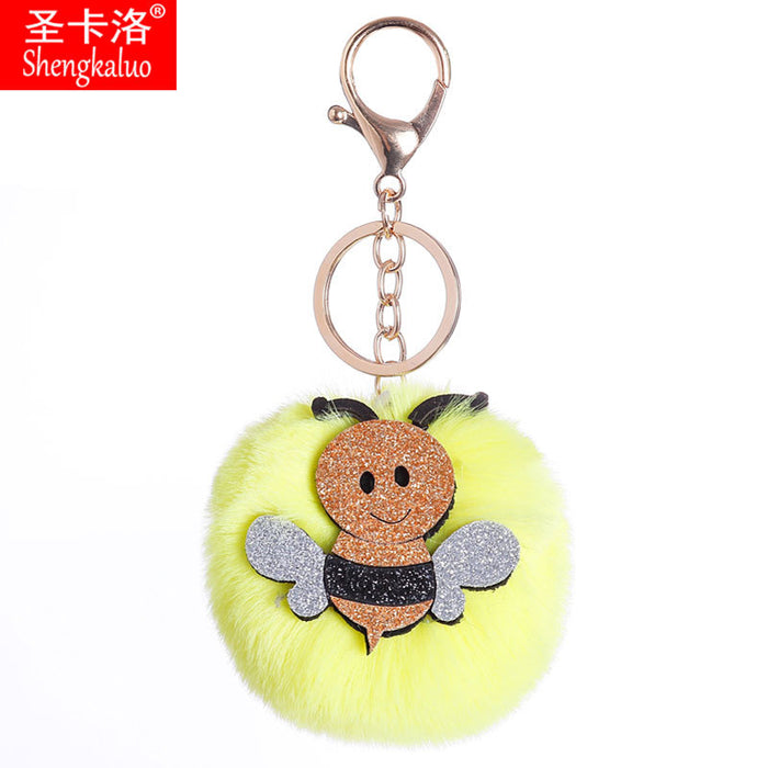 Wholesale cartoon animal shape non woven bee keychain JDC-KC-PRY014