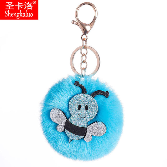 Wholesale cartoon animal shape non woven bee keychain JDC-KC-PRY014