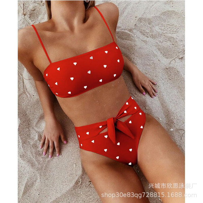 Wholesale Split Multicolor Heart Print Swimsuit Bikini JDC-SW-Xins001