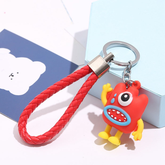 Wholesale Cartoon Little Monster Rubber Leather Keychain MOQ≥2 JDC-KC-YFei001