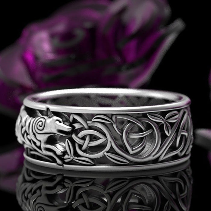 Wholesale Alloy Nordic Nordic Viking Wolf Ring MOQ≥2 JDC-RS-CaoS063