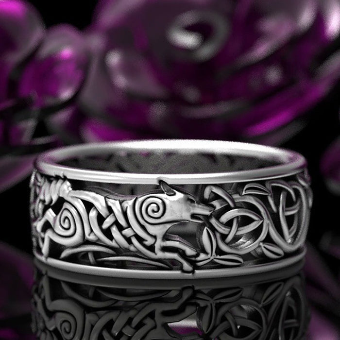 Wholesale Alloy Nordic Nordic Viking Wolf Ring MOQ≥2 JDC-RS-CaoS063