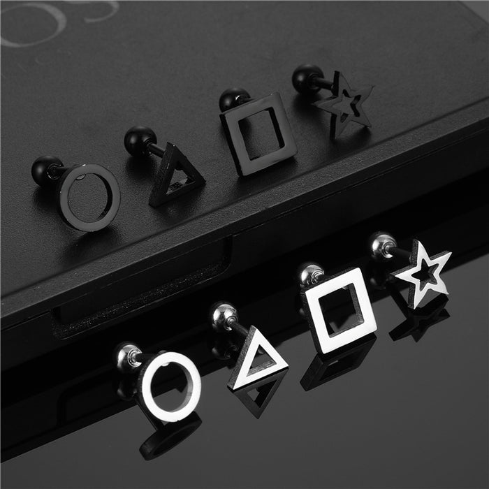 Wholesale Stainless Steel Pentagram Triangle Stud Earrings JDC-ES-Qiany014