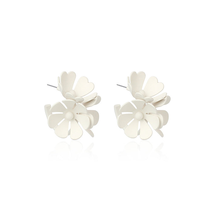 Wholesale Sweet Girly Flower Stud Earrings Fruit Color Metal Earrings MOQ≥2 JDC-ES-Yir006