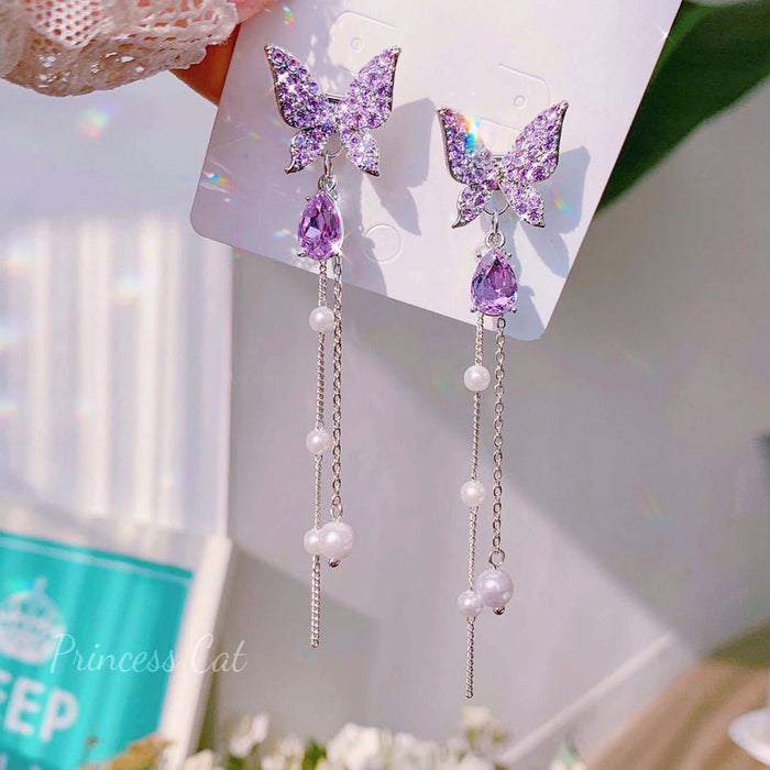Wholesale purple 925 silver needle Earrings MOQ≥3 JDC-ES-jinghy005
