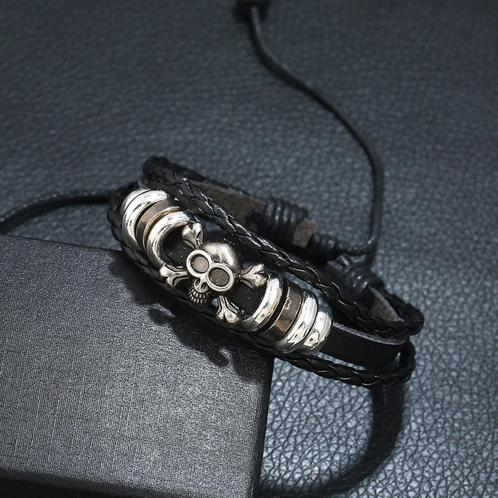 Wholesale Bracelet Leather Bracelet Skull Braided JDC-BT-ShuoQ008