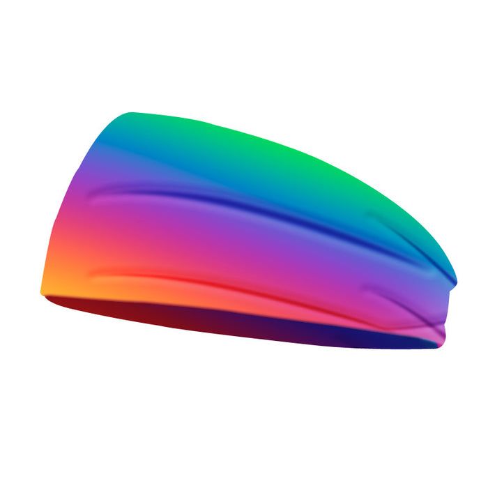 Wholesale Headband Polyester Spandex Sports Colorful Print Rainbow JDC-HD-KuS001