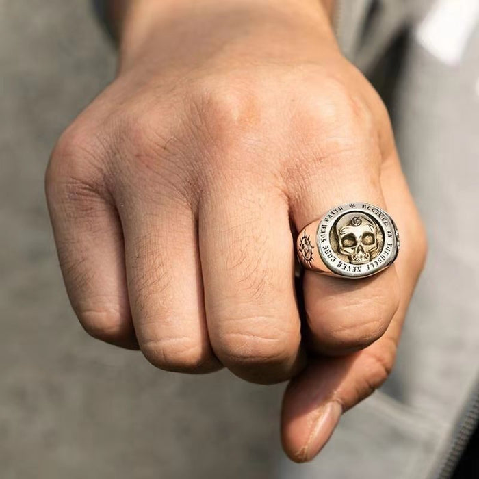 Wholesale Skull Punk Alloy Men's Ring JDC-RS-Hechen006