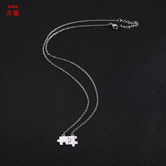 Wholesale Necklace Stainless Steel Simple Puzzle Clavicle Chain JDC-NE-QiJu013