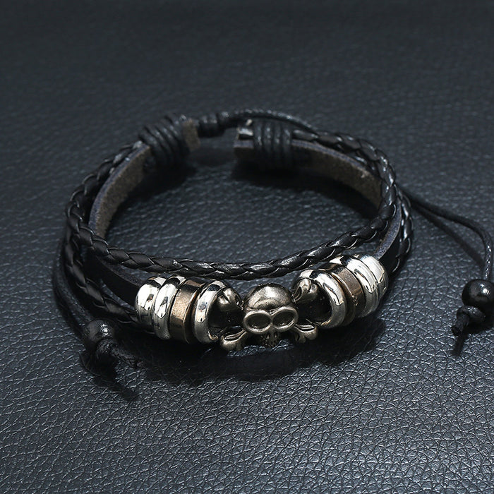 Wholesale Bracelet Leather Bracelet Skull Braided JDC-BT-ShuoQ008