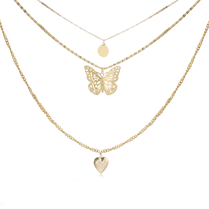Jewelry WholesaleWholesale Butterfly Heart Alloy Necklace JDC-NE-YiD020 Necklaces 宜达 %variant_option1% %variant_option2% %variant_option3%  Factory Price JoyasDeChina Joyas De China