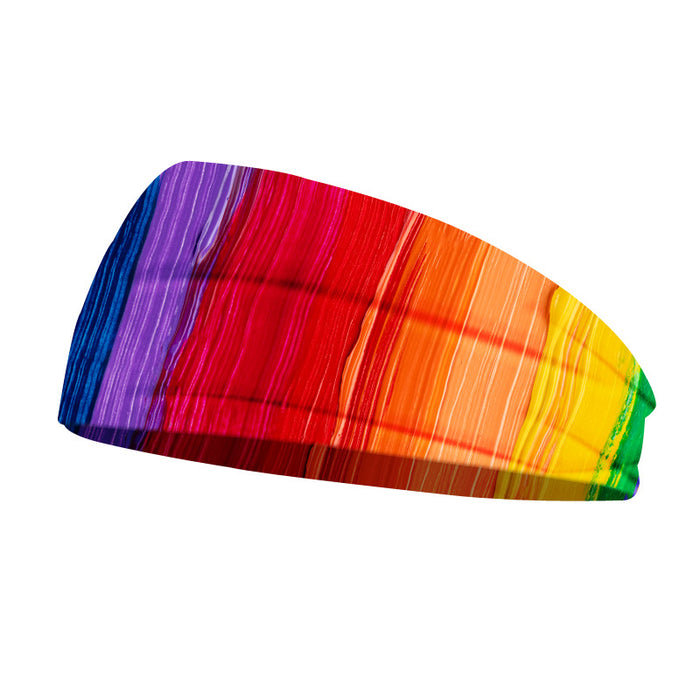Wholesale Headband Polyester Spandex Sports Colorful Print Rainbow JDC-HD-KuS001