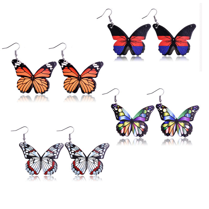 Wholesale Butterfly PU Leather Earrings MOQ≥2 JDC-ES-Yongz002