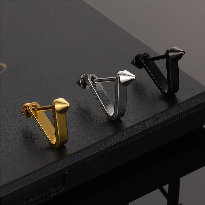 Wholesale Stainless Steel Bow and Arrow Earrings Triangle Punk MOQ≥2 JDC-ES-qiany007