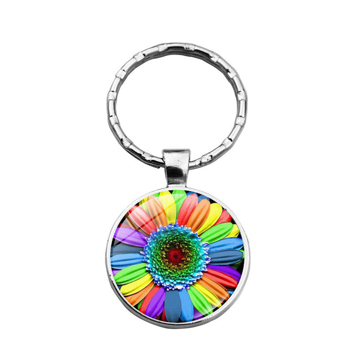 Wholesale rainbow flowers gay pride keychain pendant LGBT JDC-KC-XuS025
