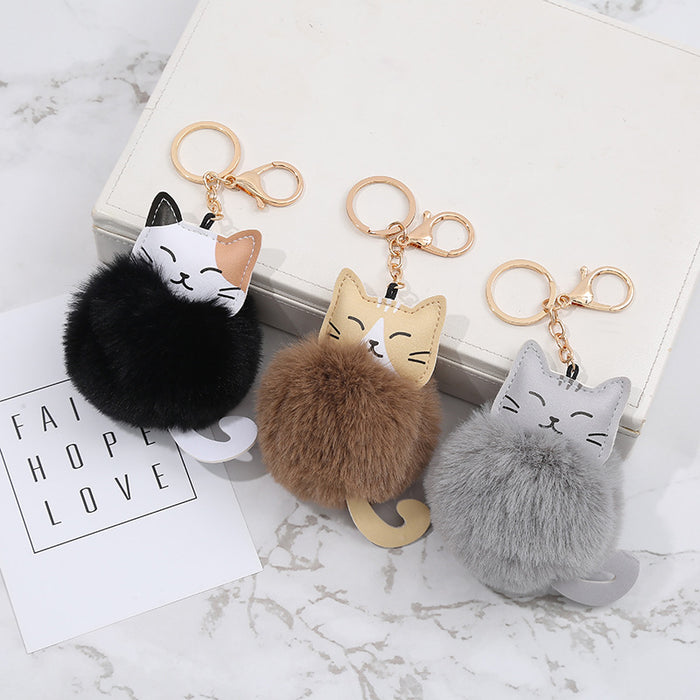 Wholesale Keychains Faux Fur Plush Kitten MOQ≥5 JDC-KC-AngL001