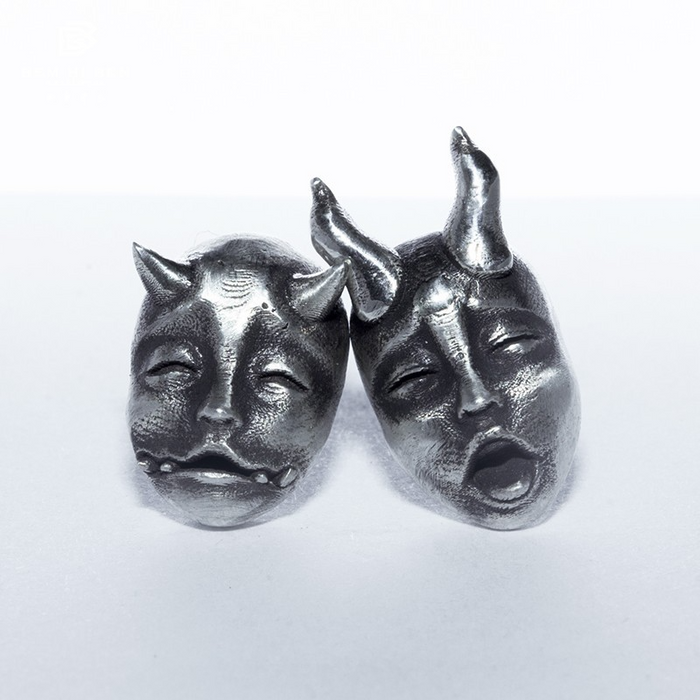 Wholesale Vintage silver-like mask stud earrings JDC-ES-ChuangY001