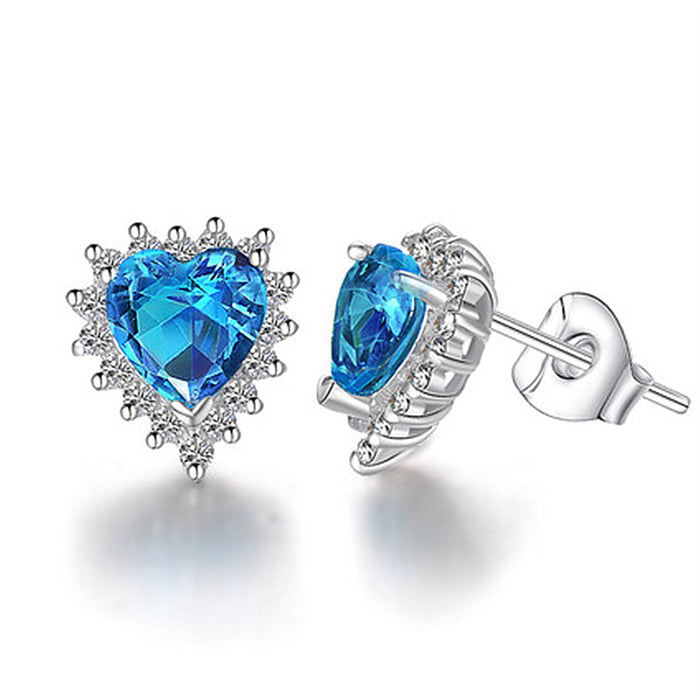 Wholesale Necklace Copper Ocean Heart Necklace Ring Stud Earrings Set JDC-NE-DingR005