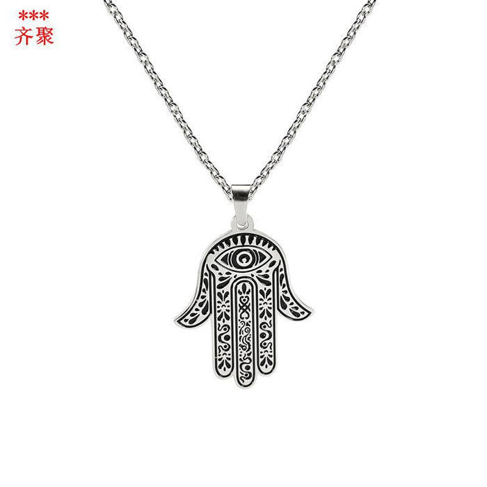 Wholesale Necklace Stainless Steel Hand of Fatima Eyes JDC-NE-QiJu010