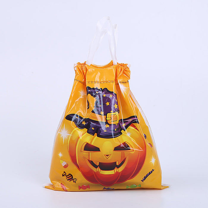 Bolsa de regalo al por mayor plástico Halloween estampado con cordón