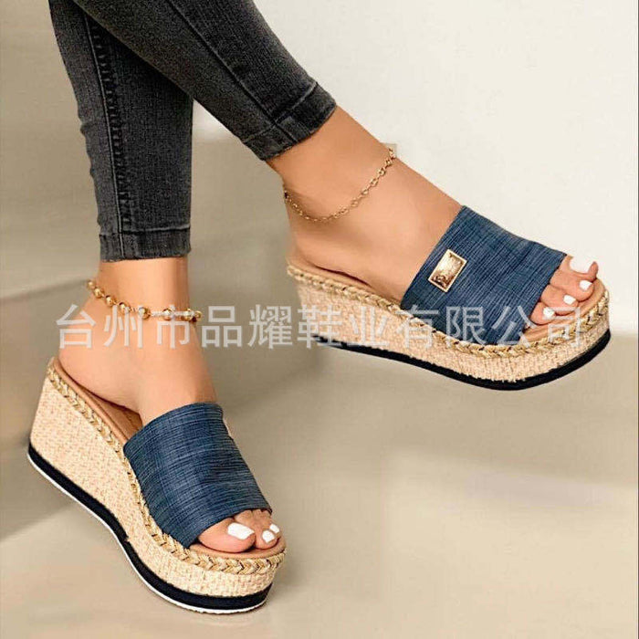 Wholesale Plus Size Platform Wedge Shoes Fashion Amazon Sandals JDC-SD-PingY003
