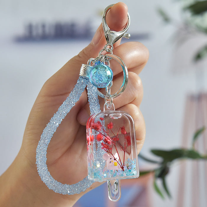 Wholesale keychain transparent acrylic dried flower into oil ice cream JDC-KC-YanG009