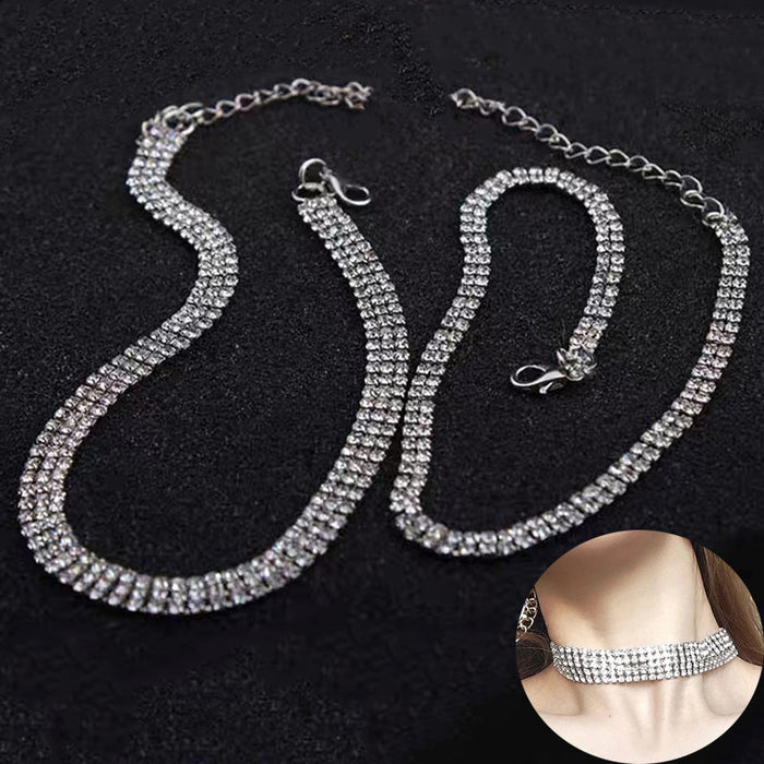 Wholesale Necklace Gemstone Super Flash Rhinestone Clavicle Chain MOQ≥2 JDC-NE-JX054