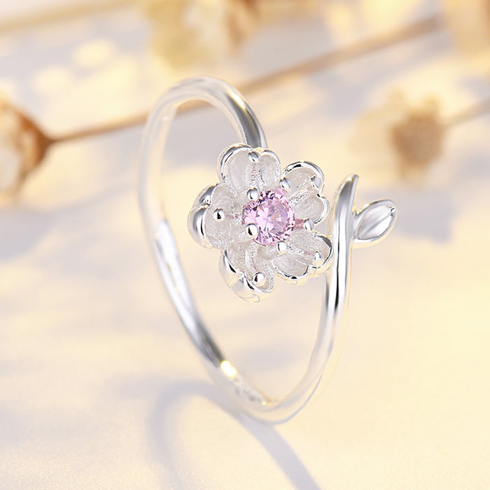 Wholesale Cherry Blossom Diamond Copper Ring JDC-RS-QLX030