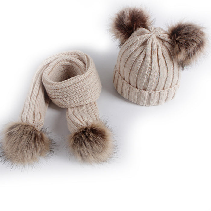 Bola de racco de yarn de sombrero al por mayor Soción de sombrero para niños Juego de bufanda JDC-FH-SHENGS003