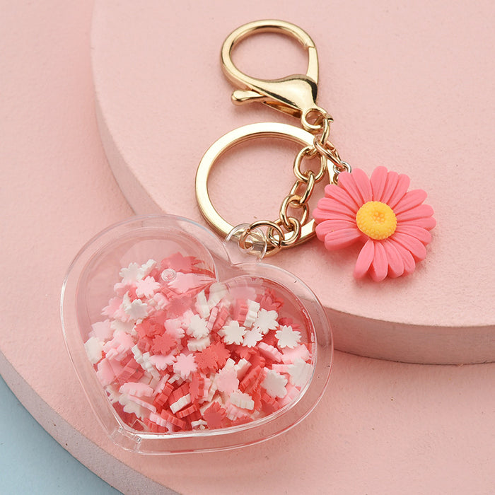 Wholesale Acrylic Color Stereo Pattern Oiled Heart Shape Keychain JDC-KC-YPin008