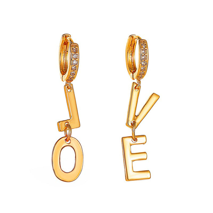 Wholesale Earrings Asymmetric Letter Simple LOVE Ear Buckles JDC-ES-D004