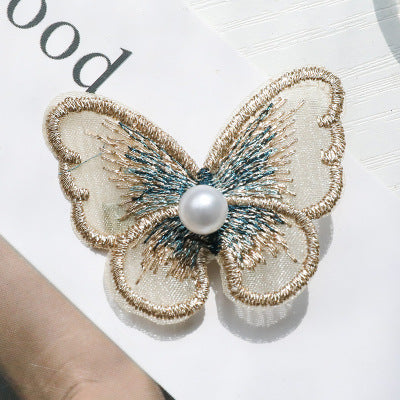 Clips de cabello al por mayor bordado retro mariposa hecha a mano jdc-hc-yuy001