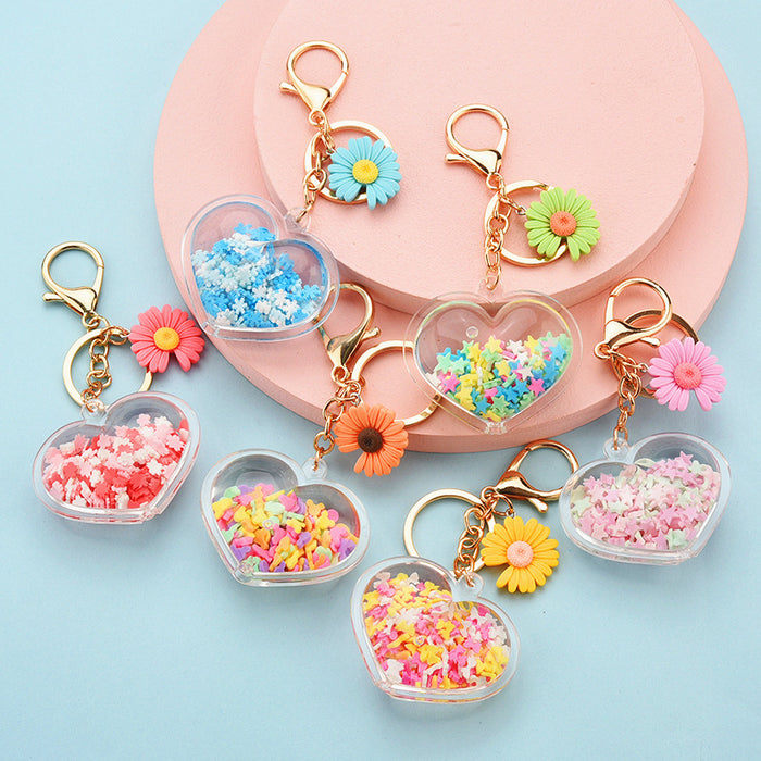 Wholesale Acrylic Color Stereo Pattern Oiled Heart Shape Keychain JDC-KC-YPin008