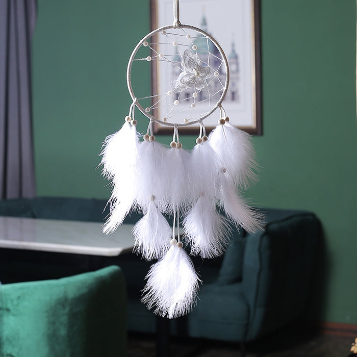 Wholesale Dreamcatcher Feather Hoop Plastic Feather Butterfly MOQ≥2 JDC-DC-MGu060