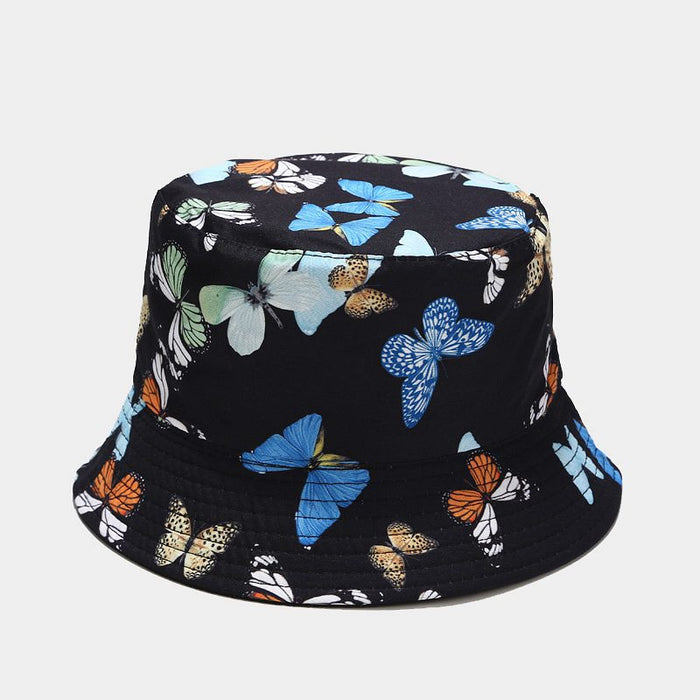 Wholesale colorful butterfly pattern fisherman hat women summer pure cotton MOQ≥2 JDC-FT-LvYi003