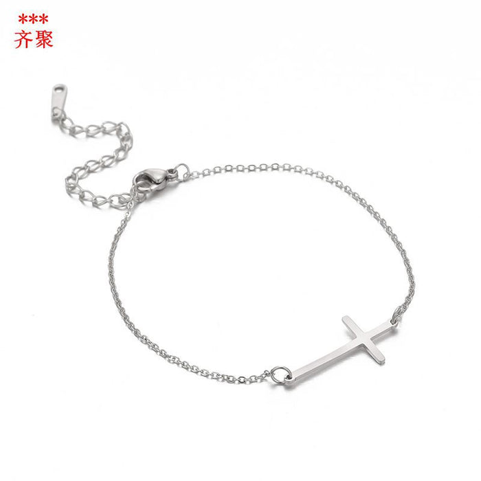 Wholesale Bracelet Stainless Steel Simple Smooth Cross JDC-BT-QiJu004
