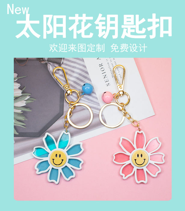 Wholesale Acrylic Sunflower Smiley Plastic Keychain MOQ≥2 JDC-KC-YiWa004
