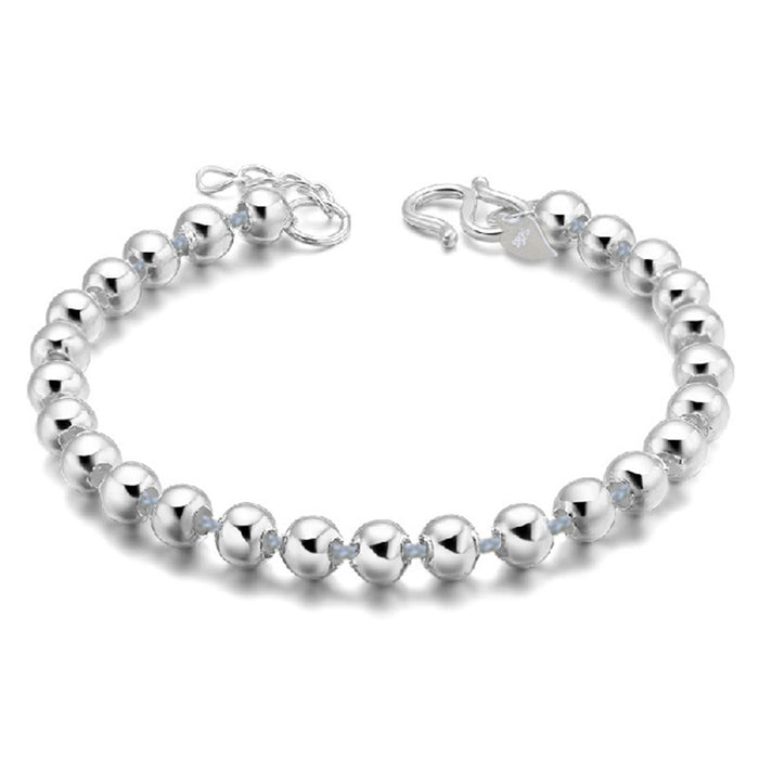 Wholesale Bracelet Titanium Steel Luminous Faced Round Beads Silver Plated JDC-BT-WeiH006
