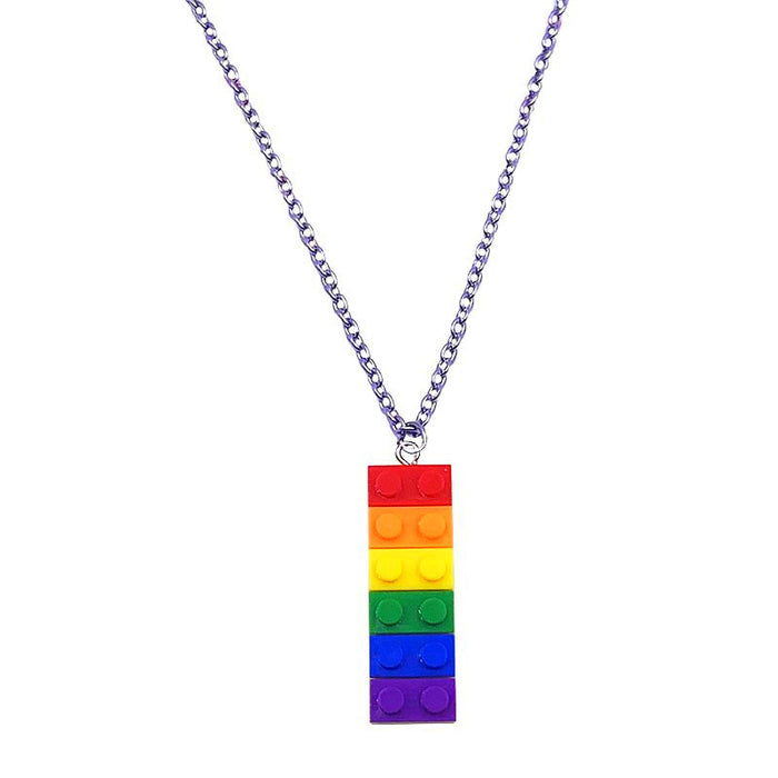Wholesale Rainbow Building Blocks Acrylic Necklace Earrings MOQ≥3 JDC-ES-Caitao006