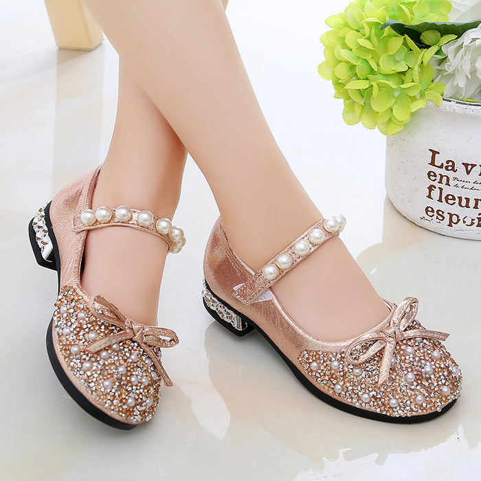 Zapatos de cuero de cristal de chicas al por mayor zapatos individuales para niños de verano tacones altos JDC-SD-ZHIY001