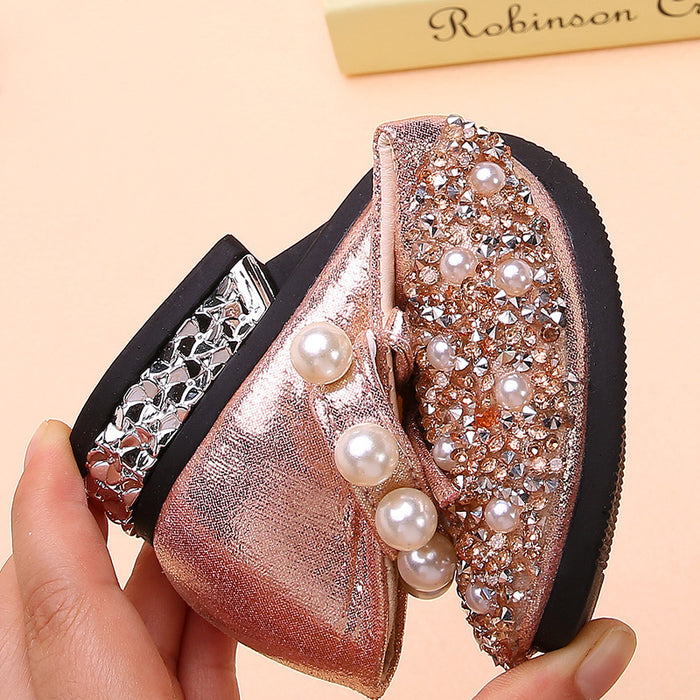 Wholesale girls crystal leather shoes summer children's single shoes high heels JDC-SD-ZhiY001