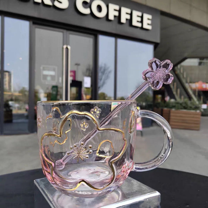 Jewelry WholesaleWholesale Cherry Blossom Glass Coffee Cup Men and Women Couple Water Cup JDC-CUP-Fyuan004 Cup 弗远 %variant_option1% %variant_option2% %variant_option3%  Factory Price JoyasDeChina Joyas De China