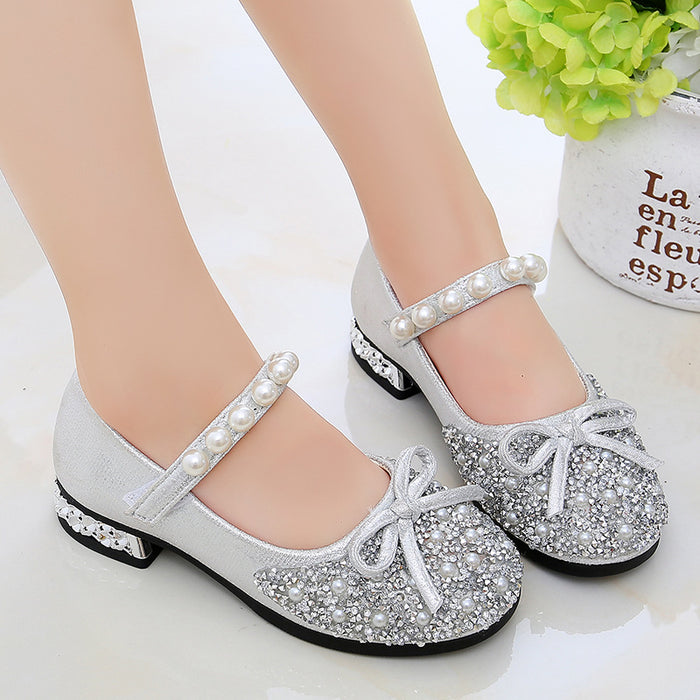 Wholesale girls crystal leather shoes summer children's single shoes high heels JDC-SD-ZhiY001