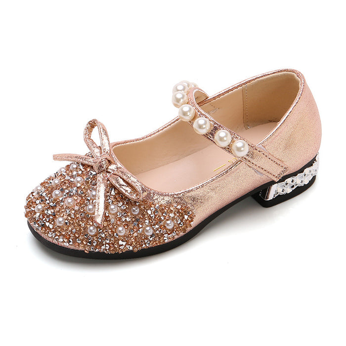 Zapatos de cuero de cristal de chicas al por mayor zapatos individuales para niños de verano tacones altos JDC-SD-ZHIY001