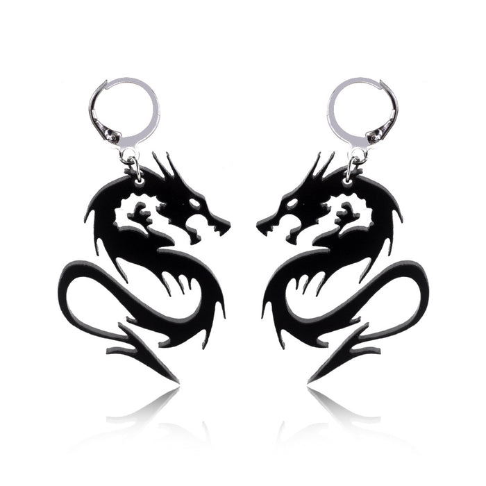 Wholesale Earrings Acrylic Mirror Dragon Pendant Earrings MOQ≥2 JDC-ES-Yida023