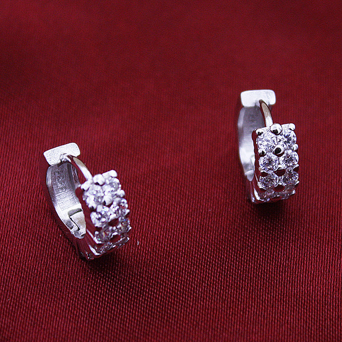 Wholesale Earrings Copper Double Row Diamond Cute Zircon Stud Earrings JDC-ES-WeiH020