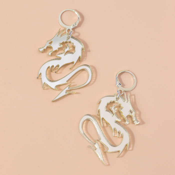 Wholesale Earrings Acrylic Mirror Dragon Pendant Earrings MOQ≥2 JDC-ES-Yida023