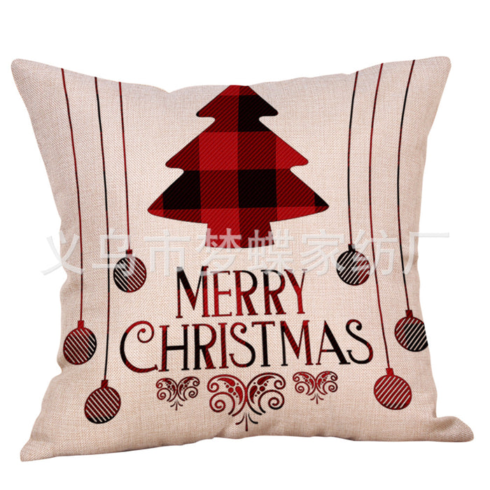 Wholesale Cartoon Christmas Plaid Letters Deer Head Car Pillowcase MOQ≥2 JDC-PW-mengd018