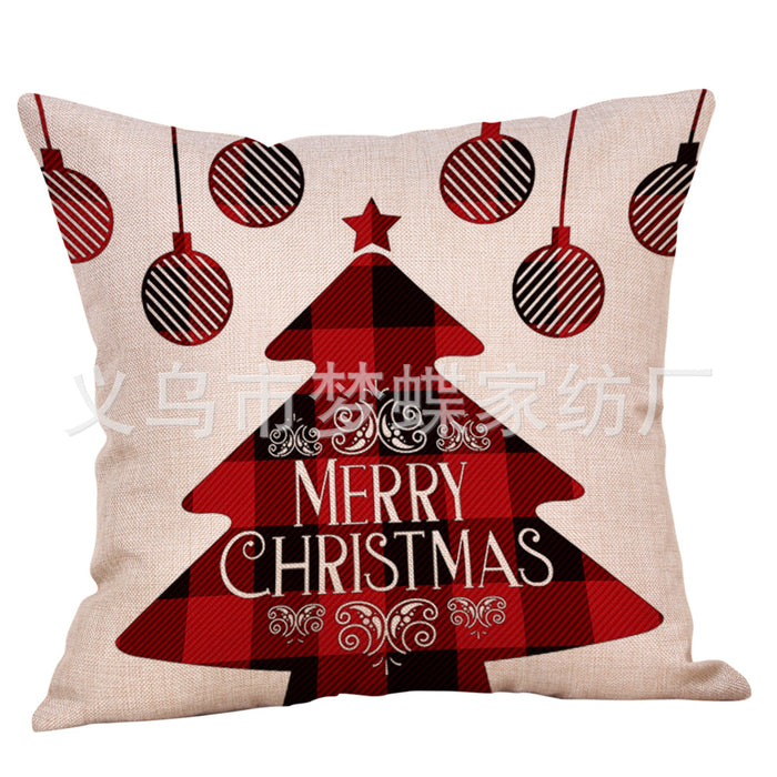 Wholesale Cartoon Christmas Plaid Letters Deer Head Car Pillowcase MOQ≥2 JDC-PW-mengd018